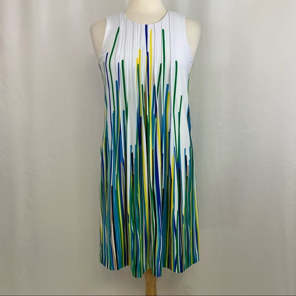 Calvin Klein Dresses & Skirts - Calvin Klein White Dress Striped Pleated Front